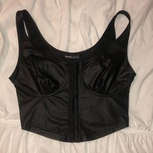 Leather faux corset